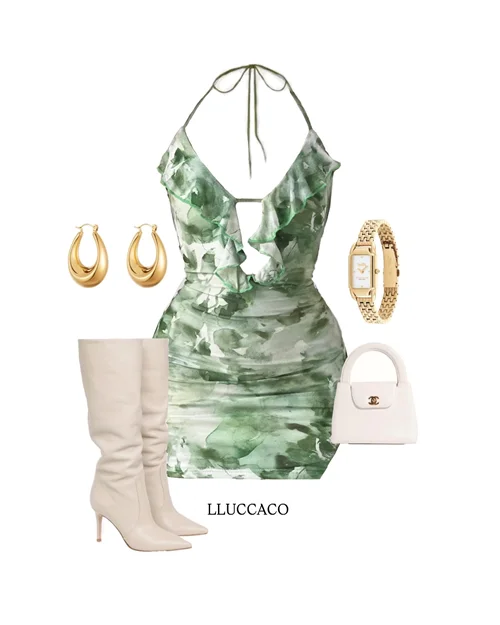 پیراهن تورکش سبز آبرنگی