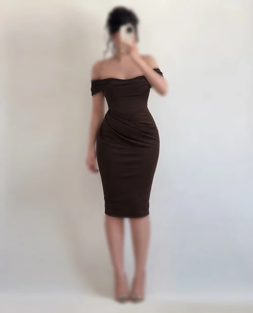 پیراهن قهوه ای فنردار asos