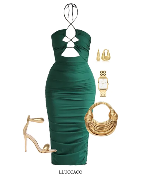 پیراهن سبز ریون ضخیم دولایه