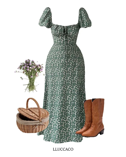 پیراهن سبز گلگلی