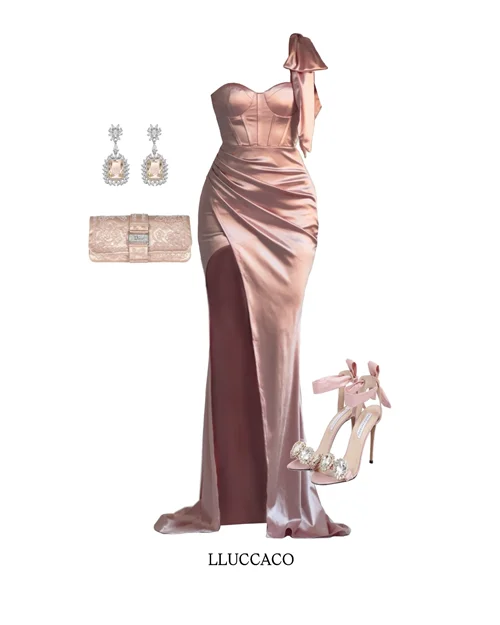 پیراهن دنباله دار بند پاپیونی